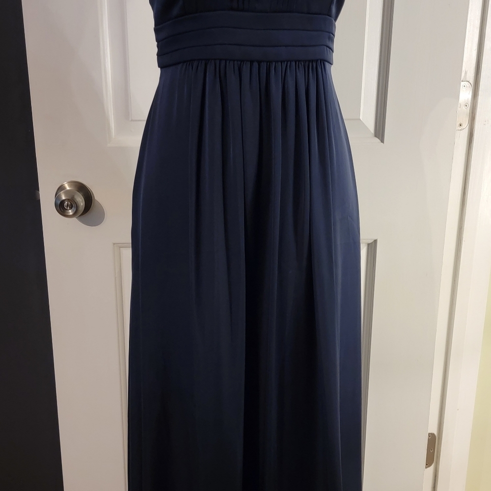 BCBG Paris Size 6 Navy Blue Sleeveless Ruffle Evening Gown Maxi Formal Dress - Picture 7 of 11